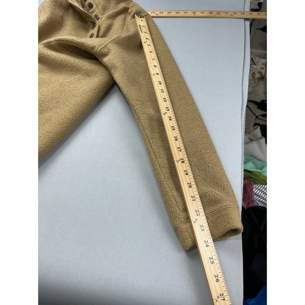J Crew Mens Pullover Sweatshirt Medium Tan Fleece Minimal Warm Cozy Henley‎